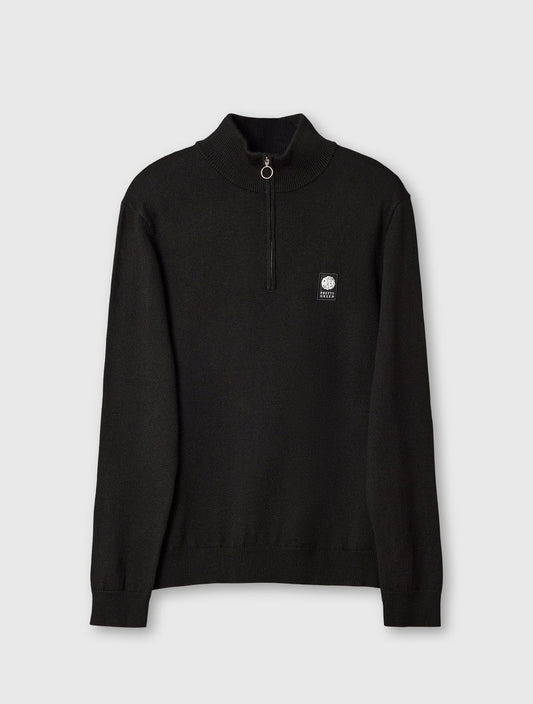 Pretty Green Merino Blend 1/4 Zip Jumper – Black