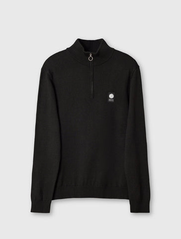 Pretty Green Merino Blend 1/4 Zip Jumper – Black