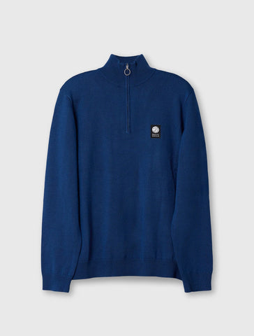 Pretty Green Merino Blend 1/4 Zip Jumper – Dark Blue