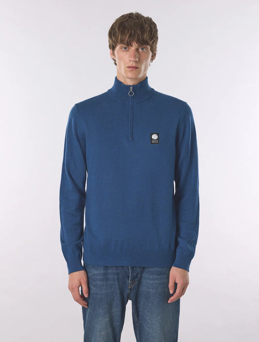 Pretty Green Merino Blend 1/4 Zip Jumper – Dark Blue