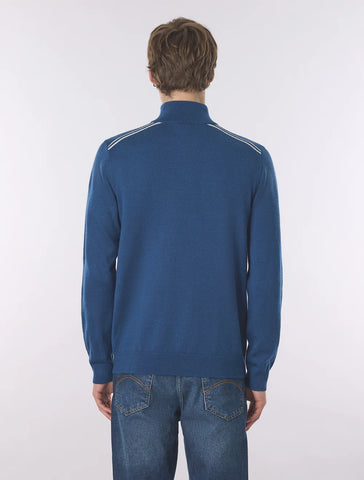 Pretty Green Merino Blend 1/4 Zip Jumper – Dark Blue