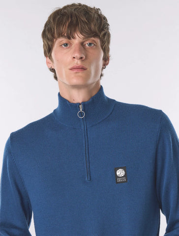 Pretty Green Merino Blend 1/4 Zip Jumper – Dark Blue
