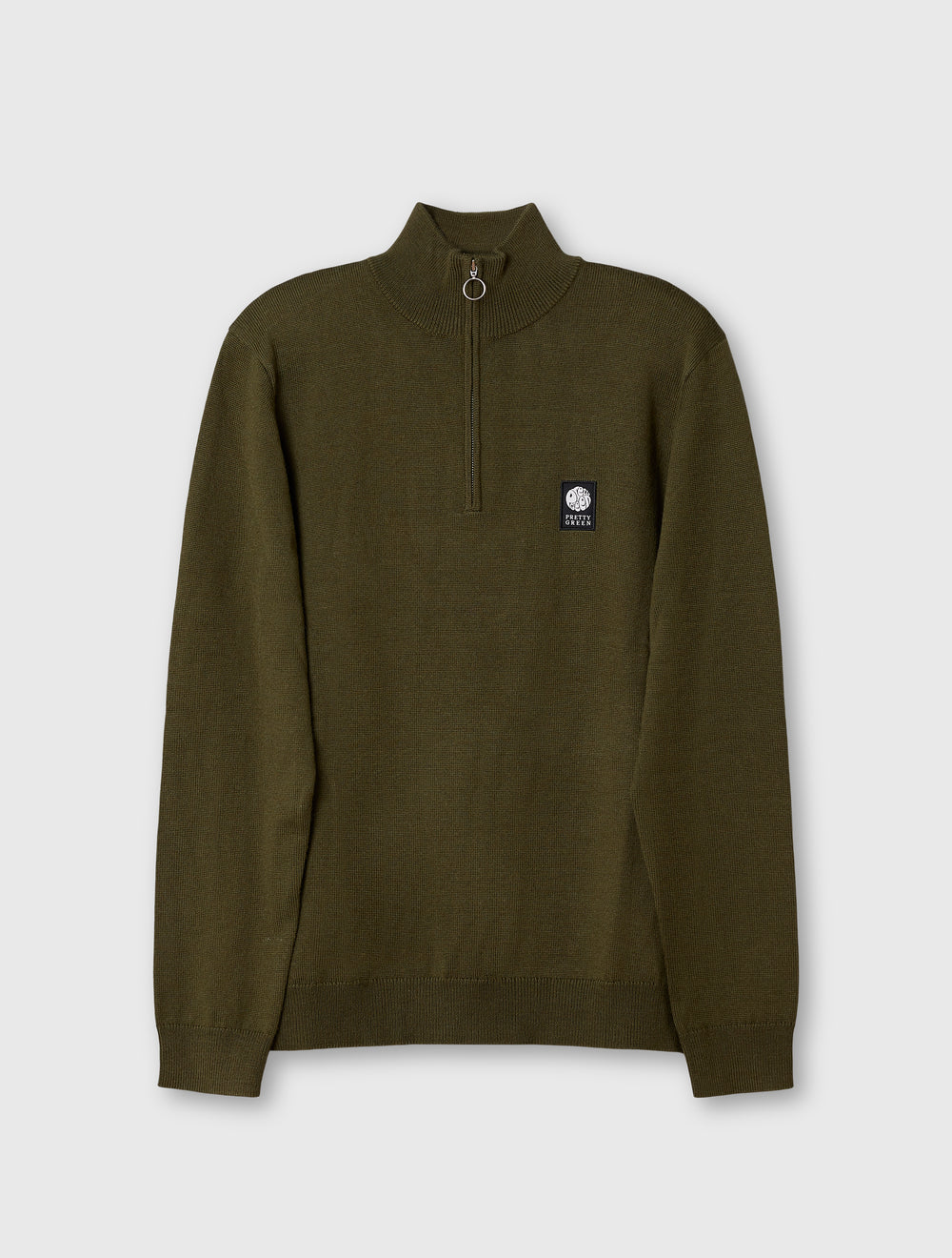 Pretty Green Merino Blend 1/4 Zip Jumper – Khaki