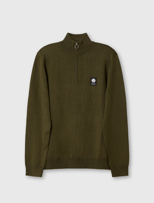 Pretty Green Merino Blend 1/4 Zip Jumper – Khaki