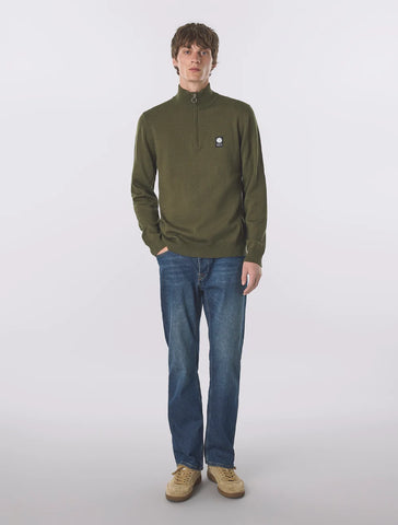 Pretty Green Merino Blend 1/4 Zip Jumper – Khaki