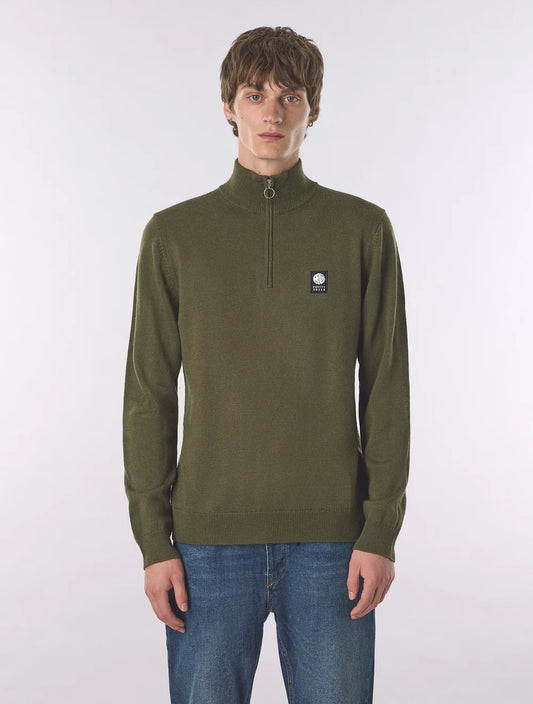 Pretty Green Merino Blend 1/4 Zip Jumper – Khaki