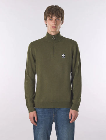 Pretty Green Merino Blend 1/4 Zip Jumper – Khaki