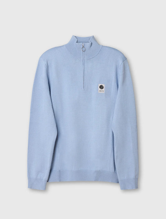 Pretty Green Merino Blend 1/4 Zip Jumper – Sky Blue