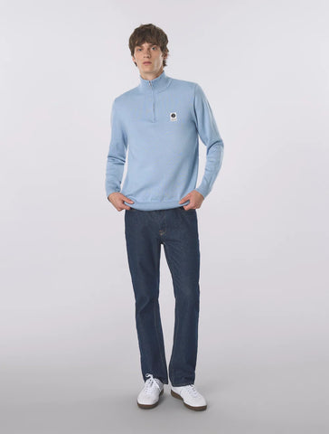 Pretty Green Merino Blend 1/4 Zip Jumper – Sky Blue