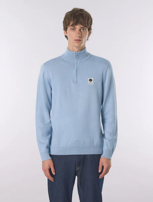 Pretty Green Merino Blend 1/4 Zip Jumper – Sky Blue