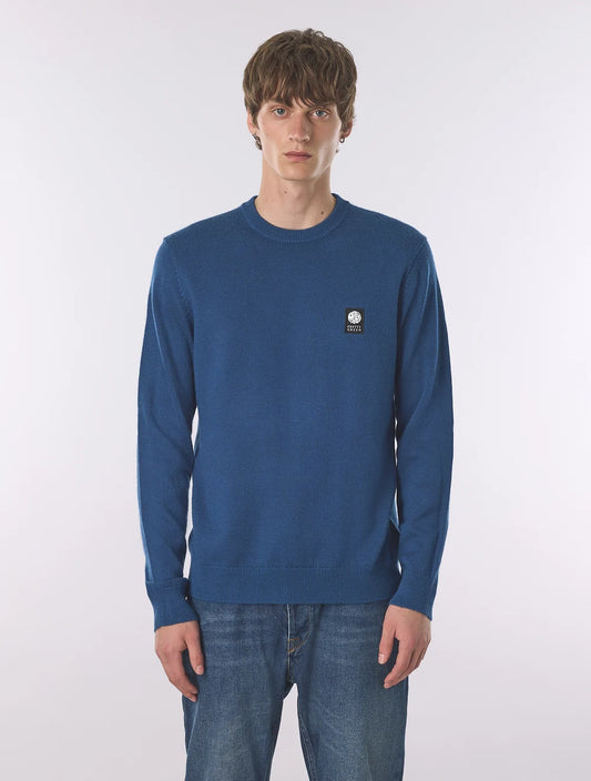 Pretty Green Merino Blend Crewneck Jumper – Dark Blue