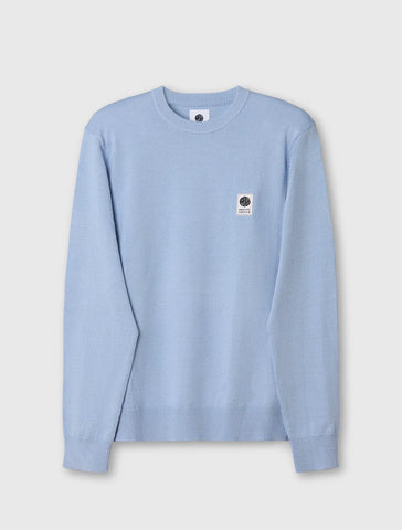 Pretty Green Merino Blend Crewneck Jumper –  Sky Blue