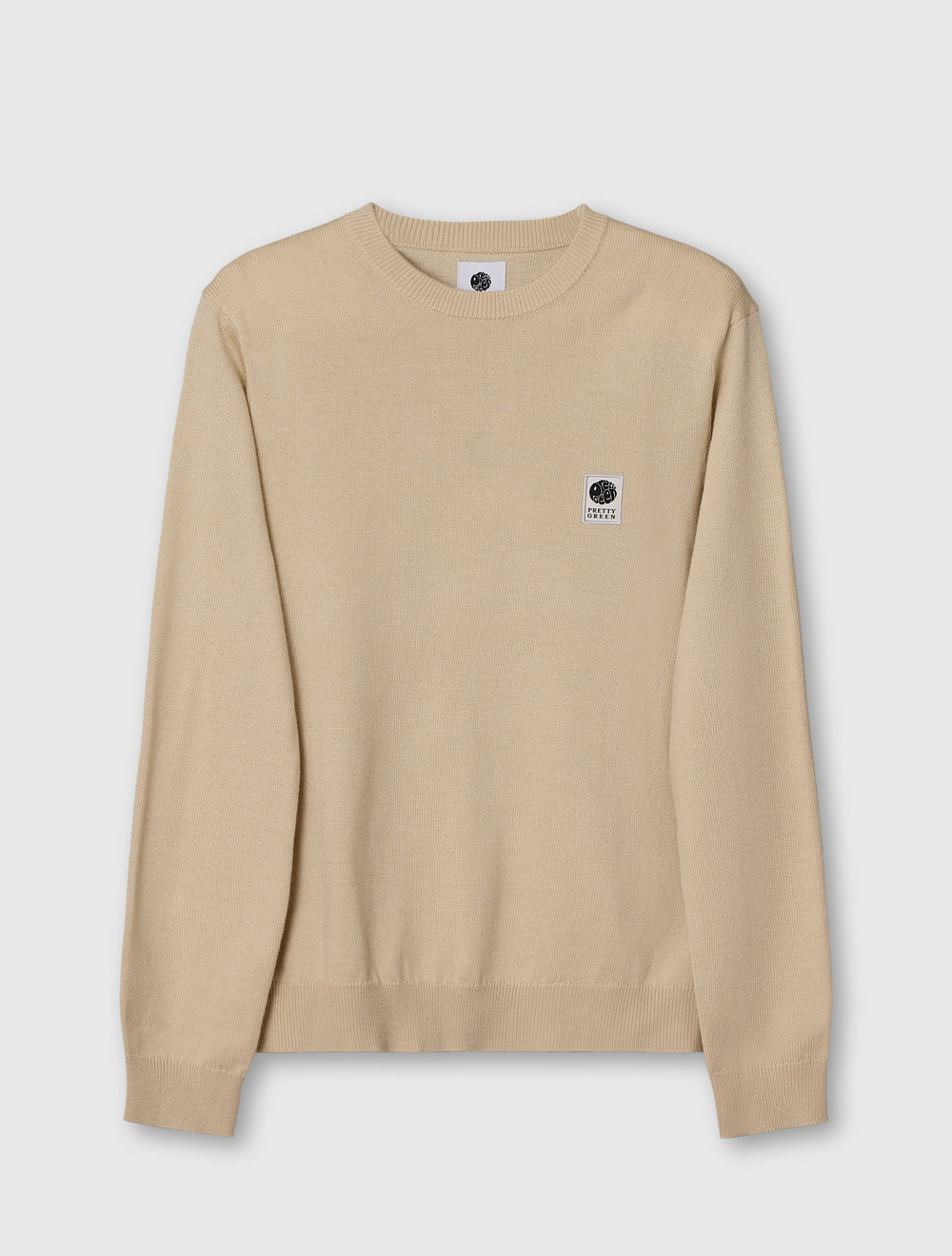 Pretty Green Merino Blend Crewneck Jumper – Stone