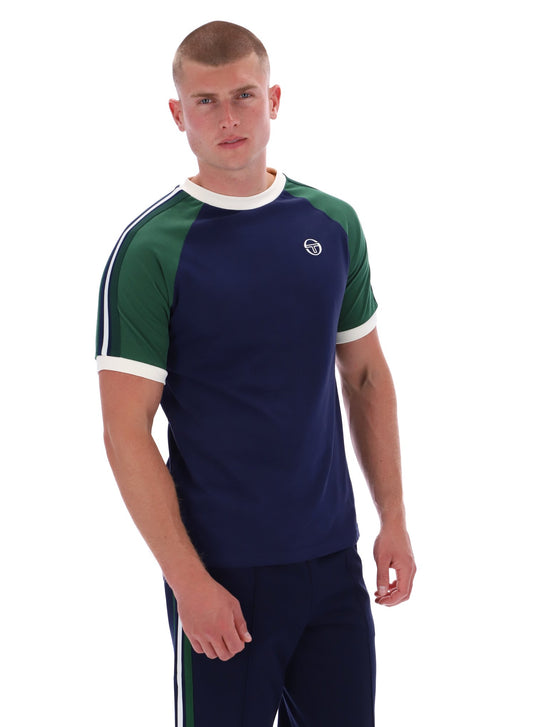 Sergio Tacchini Hadow Ringer T-Shirt – Maritime Blue / Eden
