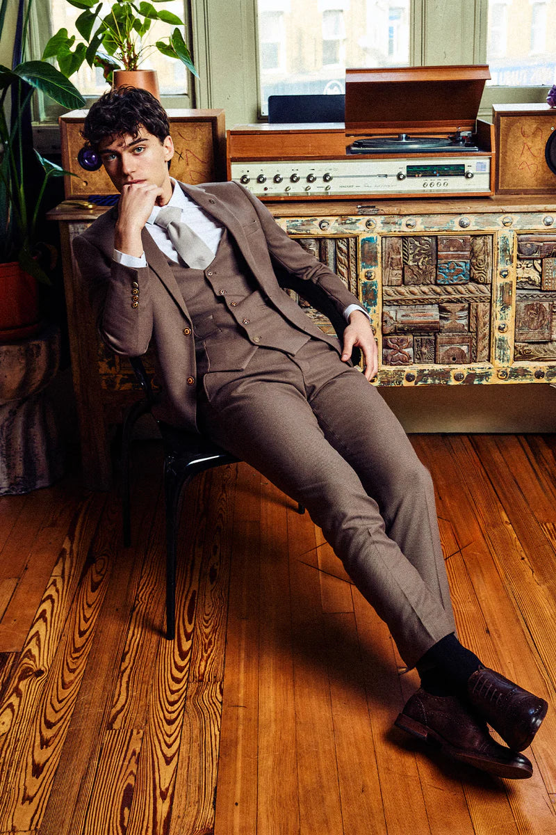Marc Darcy HM5 Tan Three Piece Suit