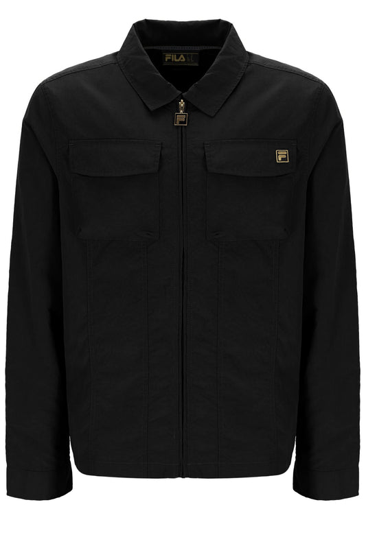 Black jacket with brand logo on a white background