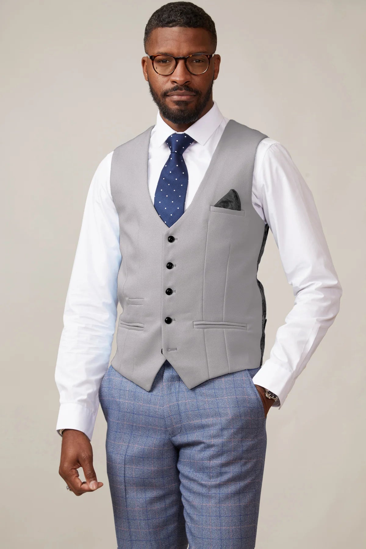 Marc Darcy Kelvin - Silver Single Breasted Waistcoat