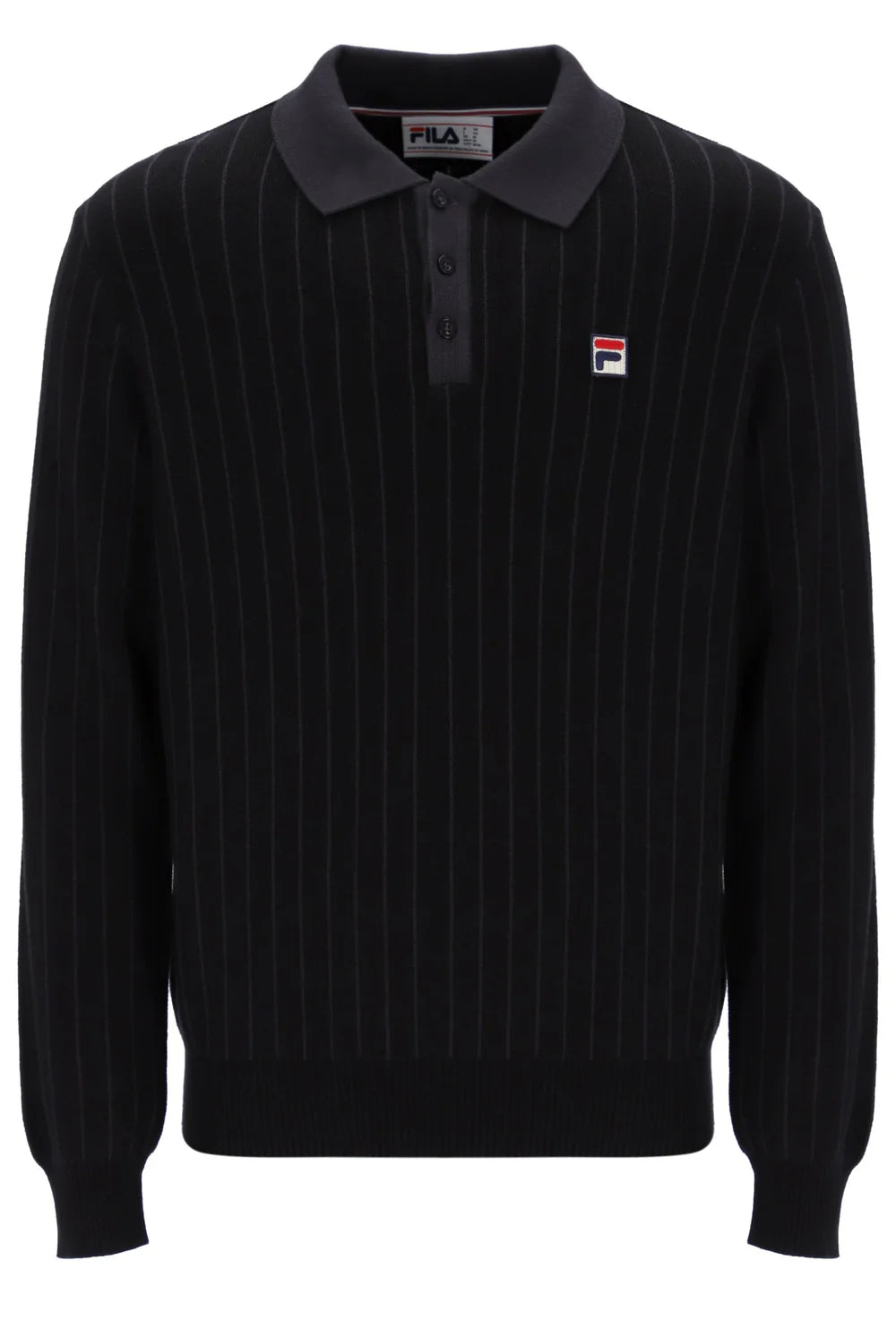 FILA Kobe Striped Knit Polo – Black