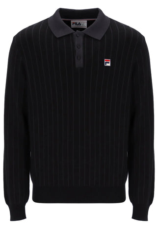 FILA Kobe Striped Knit Polo – Black