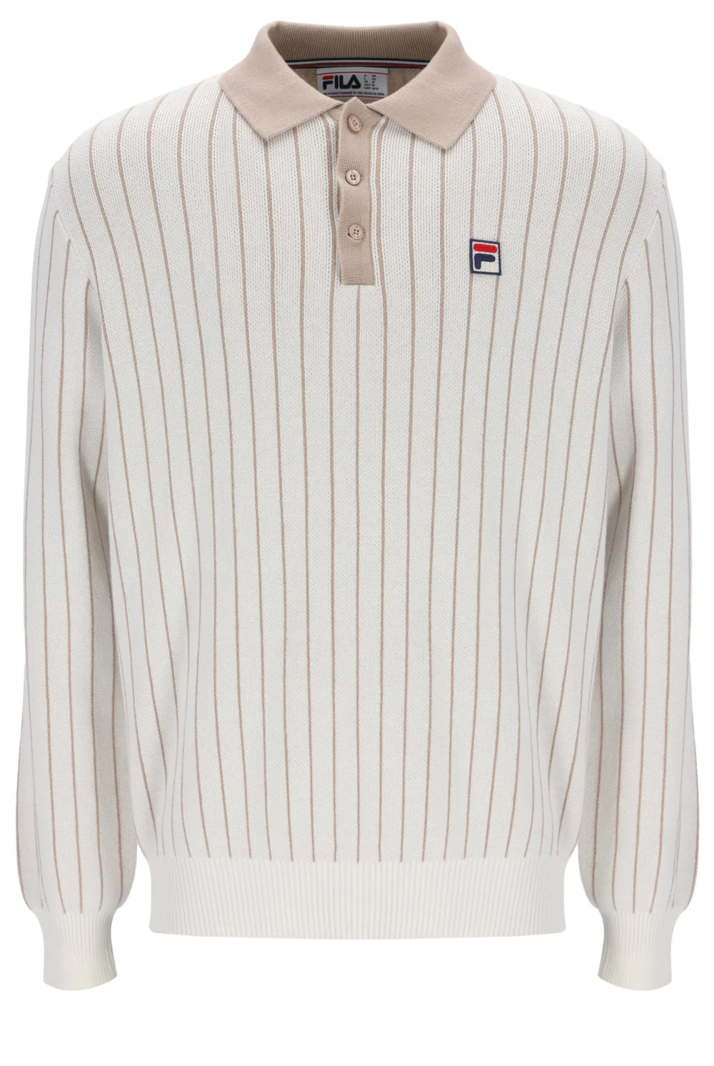 FILA Kobe Striped Knit Polo – Gardenia