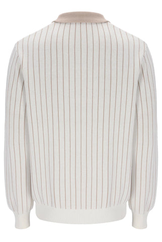 FILA Kobe Striped Knit Polo – Gardenia
