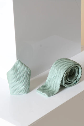 Marc Darcy KT - Green Knitted Tie & Pocket Square