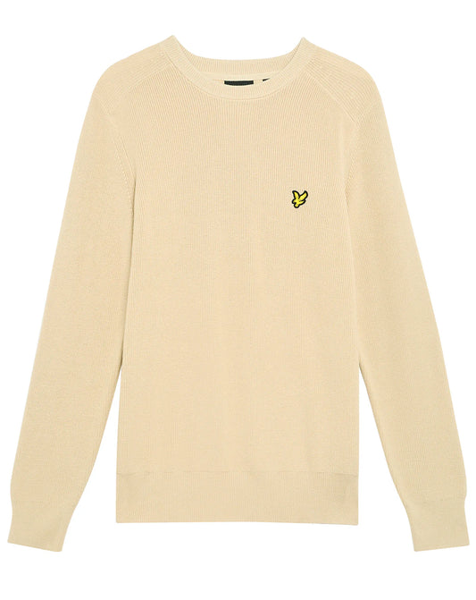 Lyle & Scott Engineered Rib Crew Neck Jumper – Grey Taupe
