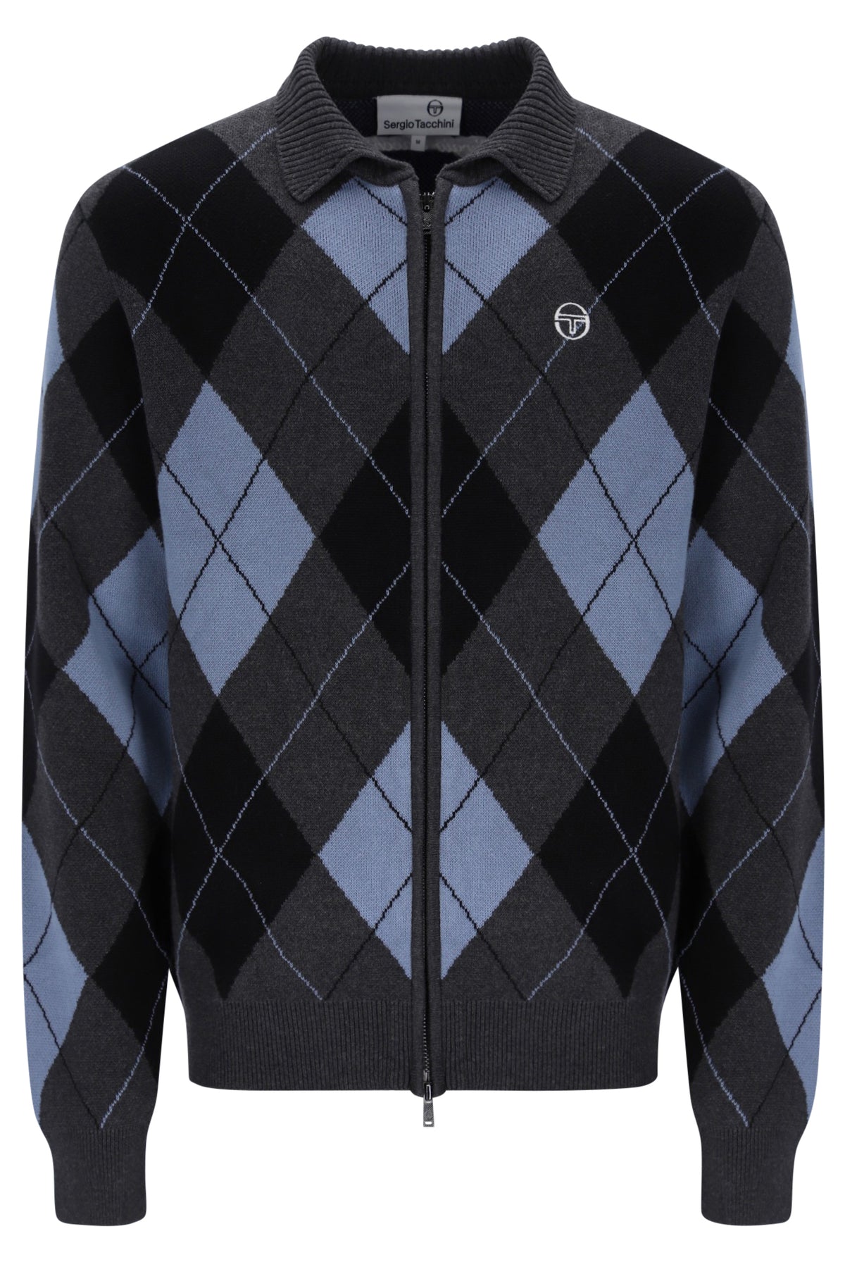 Sergio Tacchini Marco Knitted Cardigan – Charcoal Grey/Black/Blue