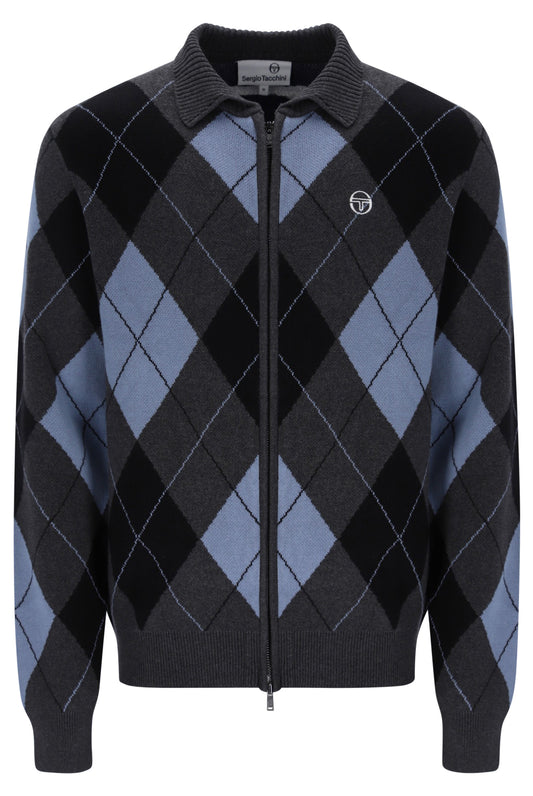 Sergio Tacchini Marco Knitted Cardigan – Charcoal Grey/Black/Blue