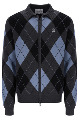 Sergio Tacchini Marco Knitted Cardigan – Charcoal Grey/Black/Blue