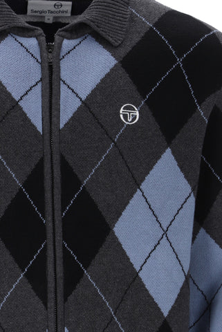 Sergio Tacchini Marco Knitted Cardigan – Charcoal Grey/Black/Blue