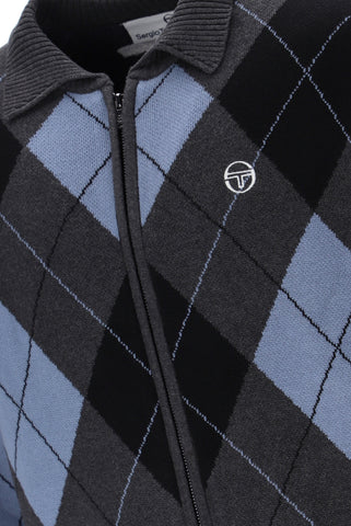 Sergio Tacchini Marco Knitted Cardigan – Charcoal Grey/Black/Blue