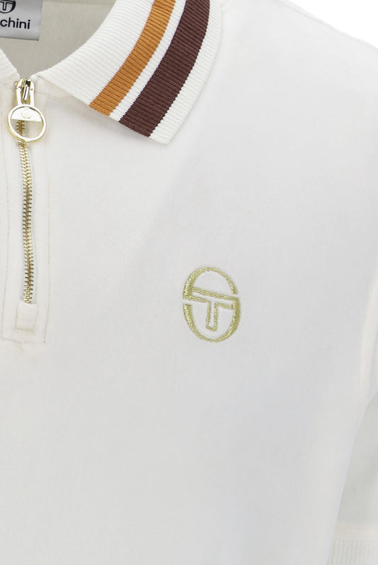 Sergio Tacchini Mahony Velour 1/4 Zip Polo – Gardenia