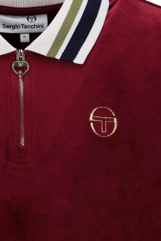 Sergio Tacchini Mahony Velour 1/4 Zip Polo – Rhubarb