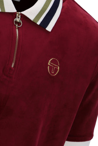 Sergio Tacchini Mahony Velour 1/4 Zip Polo – Rhubarb
