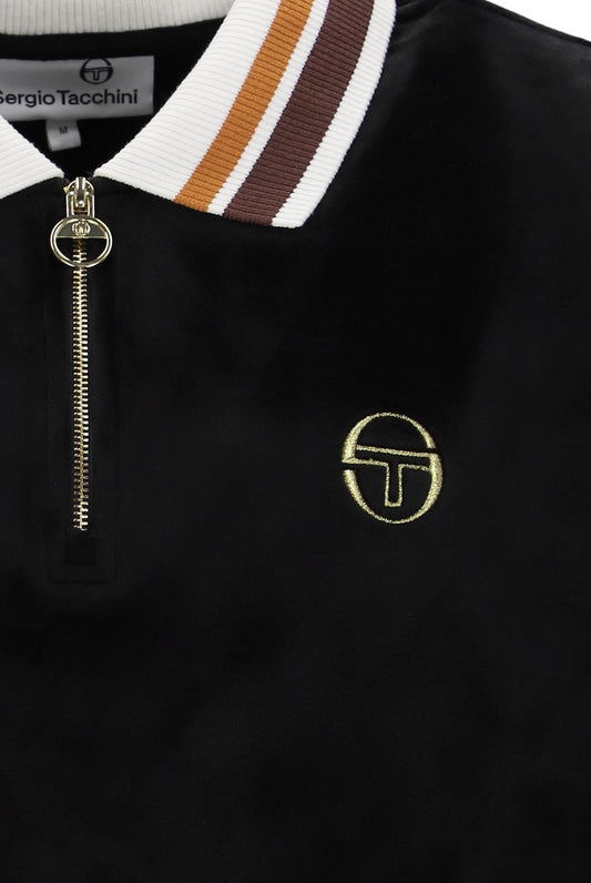 Sergio Tacchini Mahony Velour 1/4 Zip Polo – Black