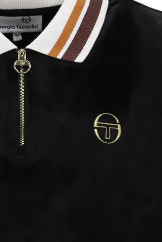 Sergio Tacchini Mahony Velour 1/4 Zip Polo – Black