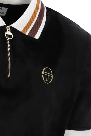 Sergio Tacchini Mahony Velour 1/4 Zip Polo – Black