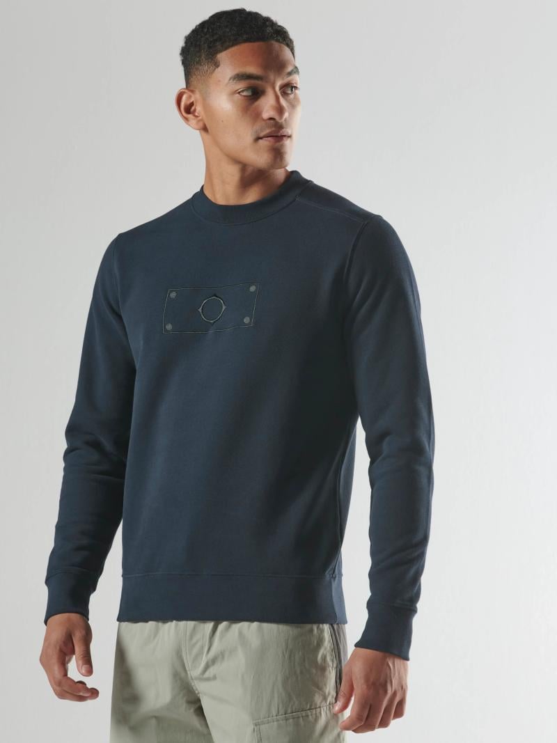 MA.Strum Blast Embroidered Badge Sweatshirt – Ink Navy
