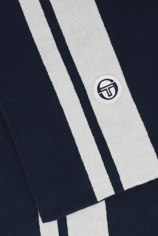 Sergio Tacchini Matchday Striped Scarf – Maritime Blue / Gardenia