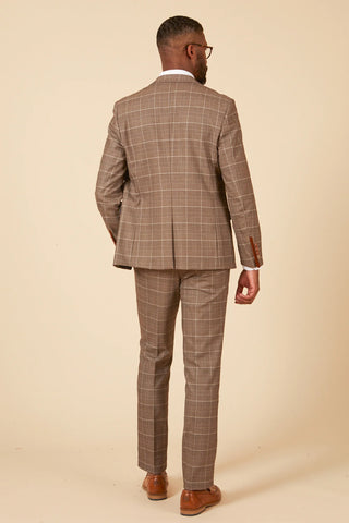 Marc Darcy Ray - Tan Check Three Piece Suit