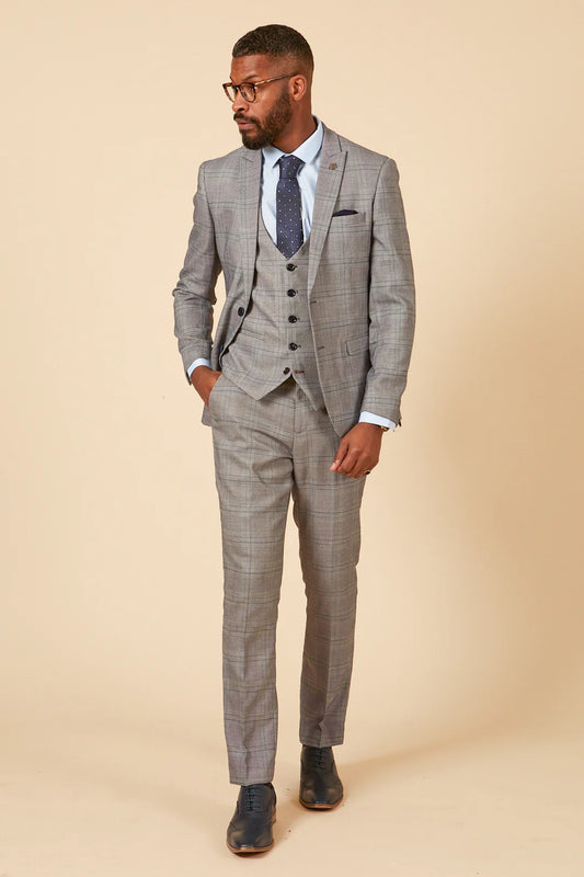 Marc Darcy JERRY - Grey Check Three Piece Suit