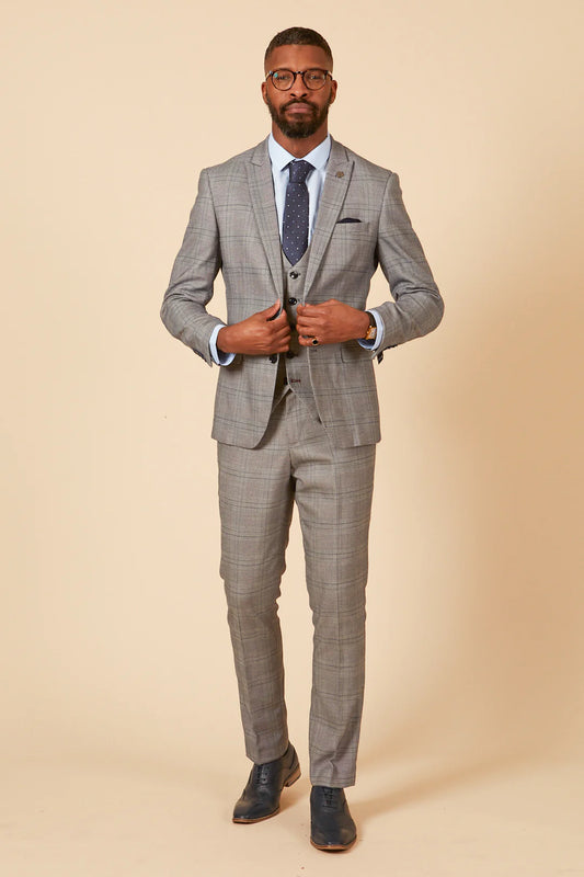 Marc Darcy JERRY - Grey Check Three Piece Suit