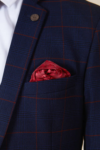 Marc Darcy EDINSON - Navy Wine Check Three Piece Suit
