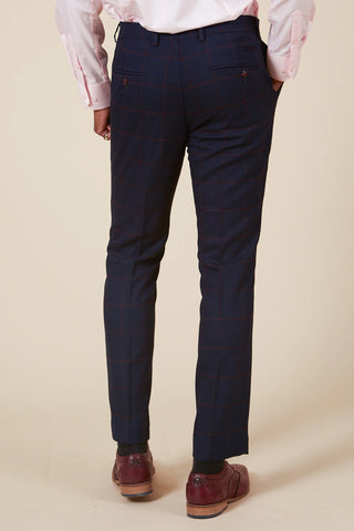 Marc Darcy EDINSON - Navy Wine Check Three Piece Suit