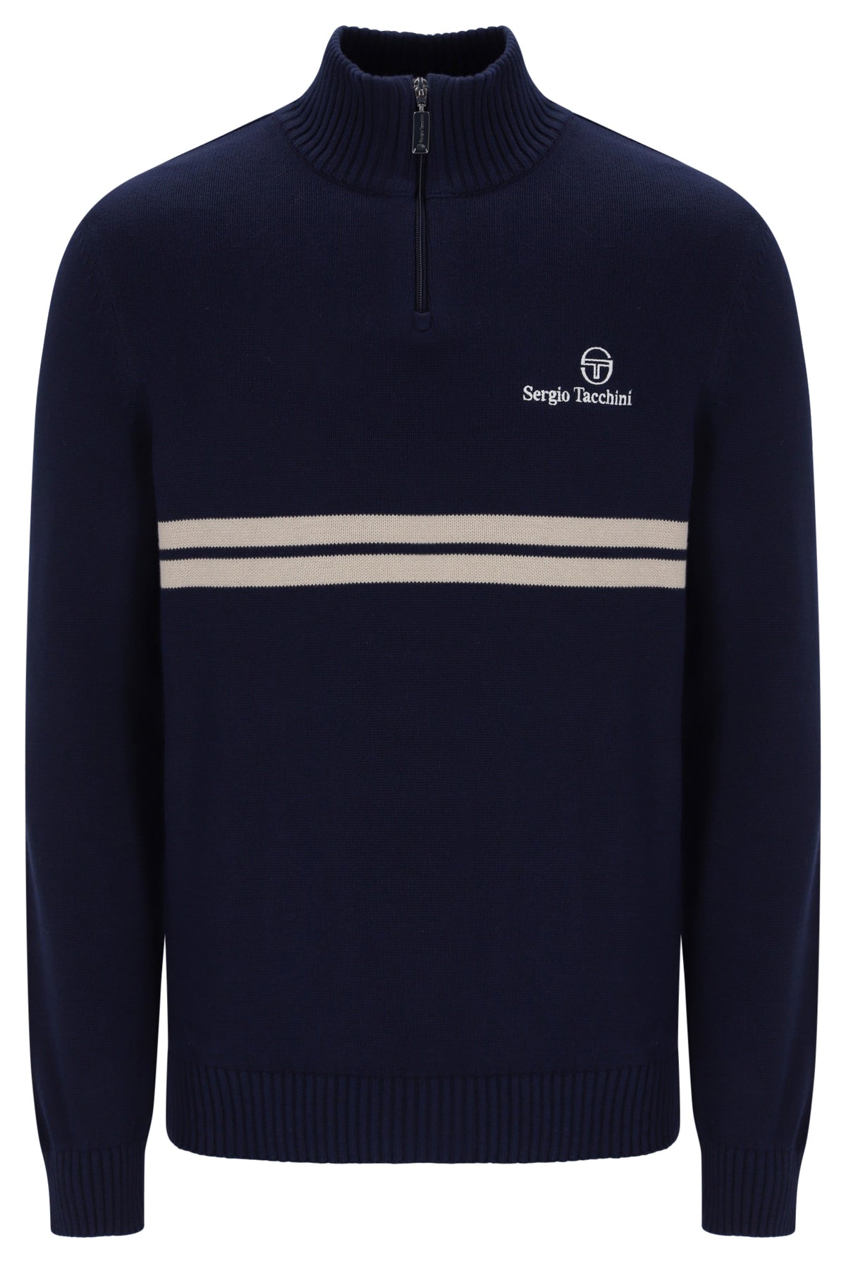 Sergio Tacchini New Dallas 1/4 Zip Knitted Jumper – Maritime Blue/Peyote