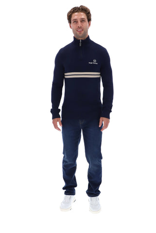 Sergio Tacchini New Dallas 1/4 Zip Knitted Jumper – Maritime Blue/Peyote
