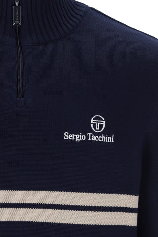 Sergio Tacchini New Dallas 1/4 Zip Knitted Jumper – Maritime Blue/Peyote