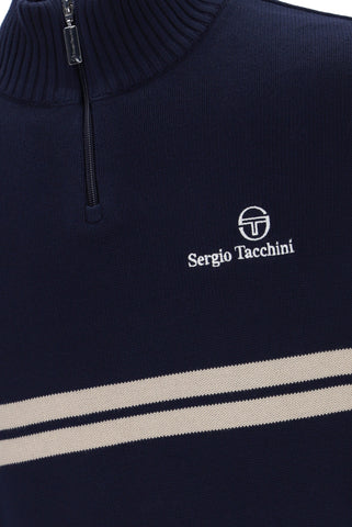 Sergio Tacchini New Dallas 1/4 Zip Knitted Jumper – Maritime Blue/Peyote