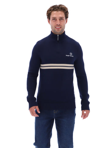 Sergio Tacchini New Dallas 1/4 Zip Knitted Jumper – Maritime Blue/Peyote